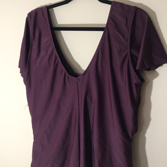 Torrid swimsuit grape purple flutter sleeve - Picture 12 of 13